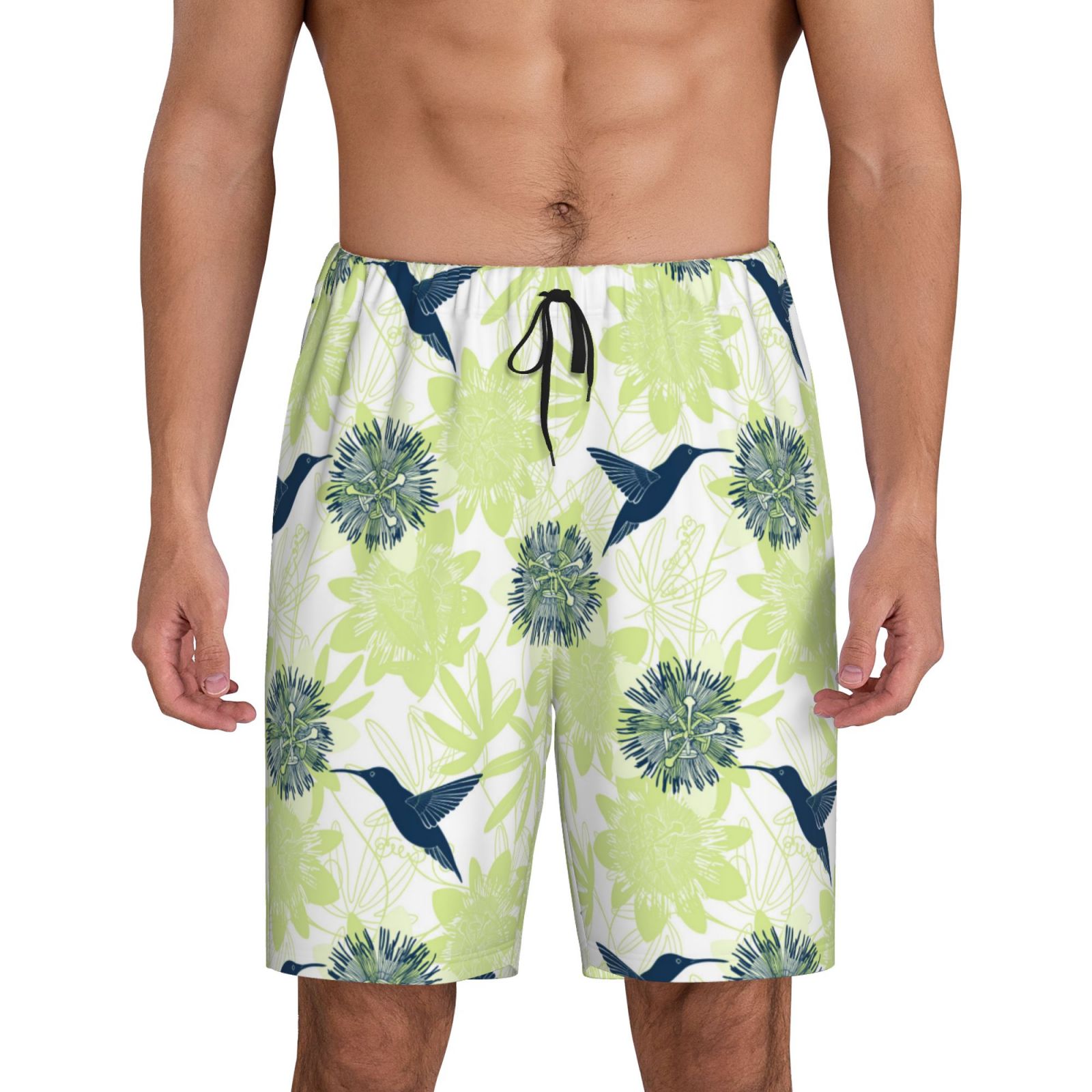 Mens Pajama Pants - Art Deco Hummingbird Comfy Sleep Shorts Mens Pajama ...