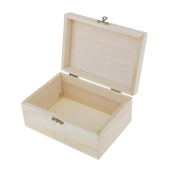 2 Pack Boîte en bois Boîte en bois Petite boîte en bois avec couvercle Boîte  en bois inachevée Boîte à bijoux en bois Coffre au trésor Mini boîte de  rangement en bois