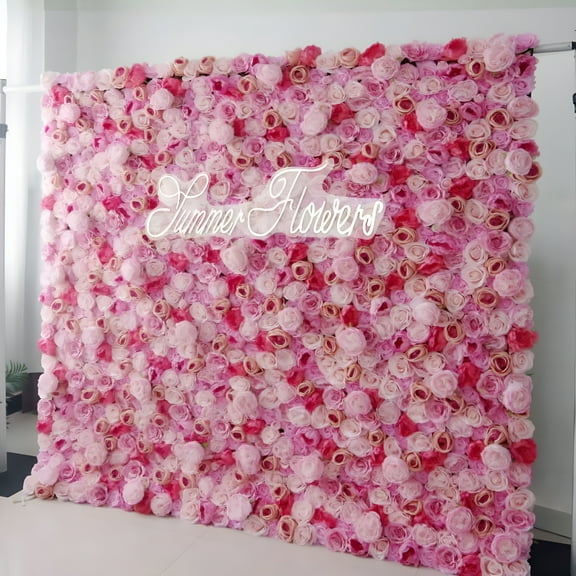 LAMIRO Roll-Up Flower Wall 1.15ft x 1.15ft Rose Backdrop