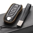 thumbnail image 5 of Vitodeco Genuine Leather Smart Key Fob Case Cover Protector with Leather Key Strap Compatible for 2020 - 2025 Porsche Cayenne, Macan, Panamera, 718, 911 (3-Button, Black), 5 of 6