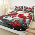 thumbnail image 3 of Manfei Red Cardinal Bird Twin Sheet Sets,Merry Christmas Twin Fitted Sheet,Xmas Berry Leaves Flat Sheet For Girl Teens,Breathable Home Decor,3 Pieces, 3 of 7