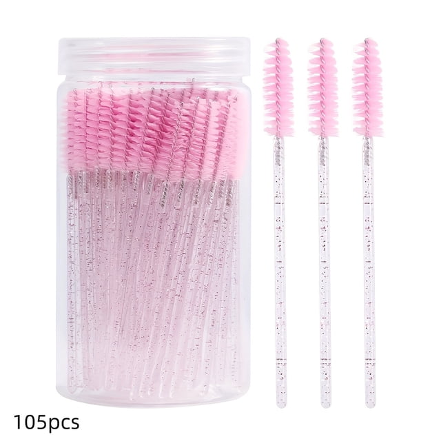 QJUHUNG 105pcs Disposable Mascara Wands & Eyebrow Spoolies - Crystal Eyelash Brushes with Colorful Handles Nylon Bristles ABS Plastic Rods Perfect for Eyelash Extensions & Makeup Appli