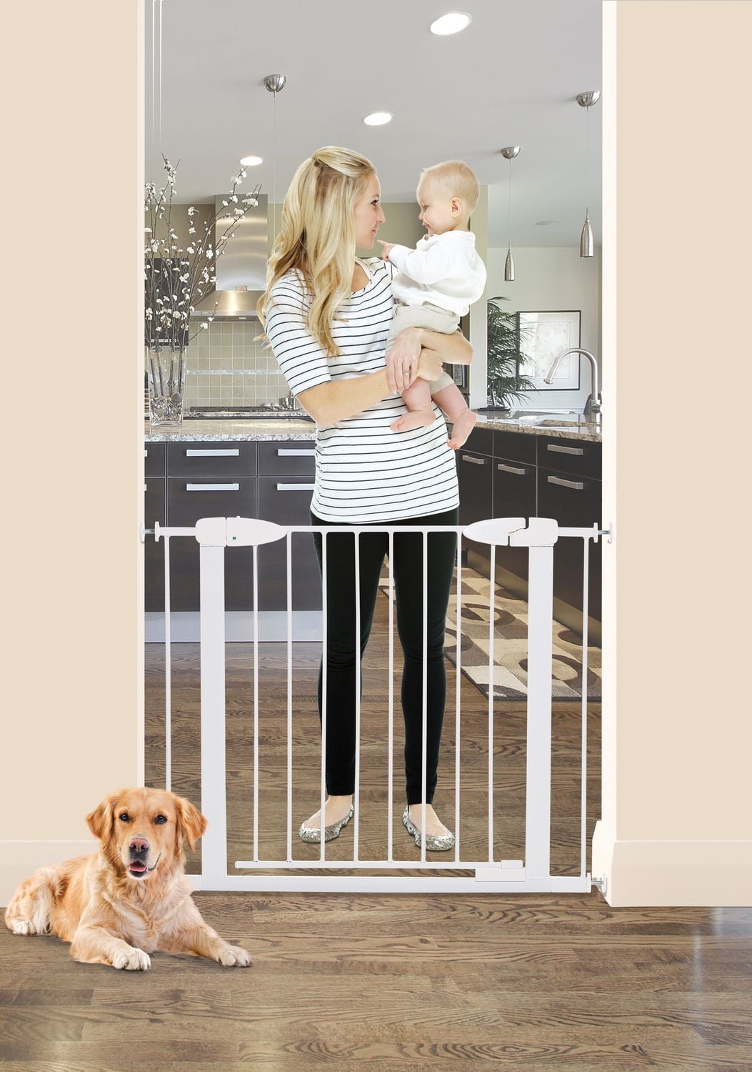 Barrière pour bébé en métal à fermeture automatique Boston de Dreambaby® - blanche