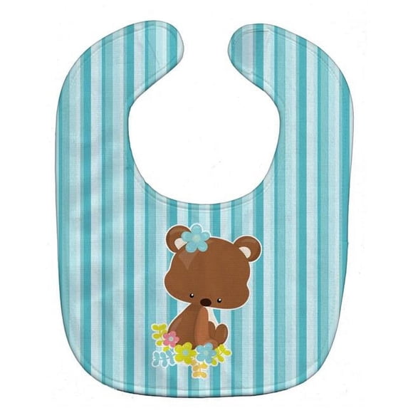Carolines Treasures BB7096BIB Bear With Flowers Baby Bib