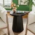 thumbnail image 6 of Rustic Farmhouse Round Pedestal Side Table, Octagonal Base, Water/Scratch-Resistant Wood Grain for Living Room/Bedroom, 6 of 6