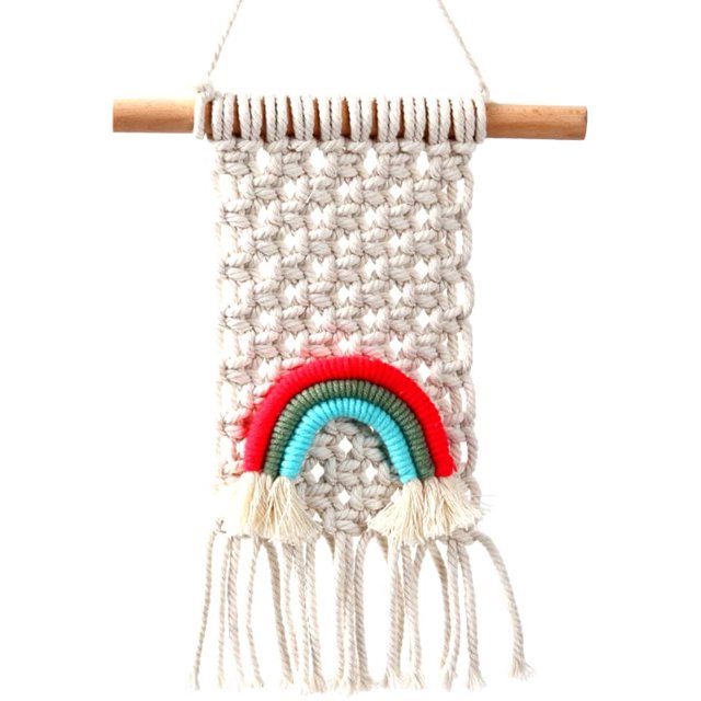Arco iris Tejido a mano Decoración de pared Oso de fresa Juguete 20x25 cm