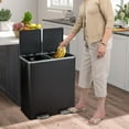 thumbnail image 2 of Giantex Dual Trash Can, 16 Gallon Stainless Steel Step Garbage Bin for Kitchen Office Home Use, 2 of 8