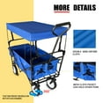 thumbnail image 6 of Heavy Duty Folding Collapsible Wagon Utility Outdoor Camping Cart with Universal Wheels & Adjustable Handle, Blue, 6 of 9
