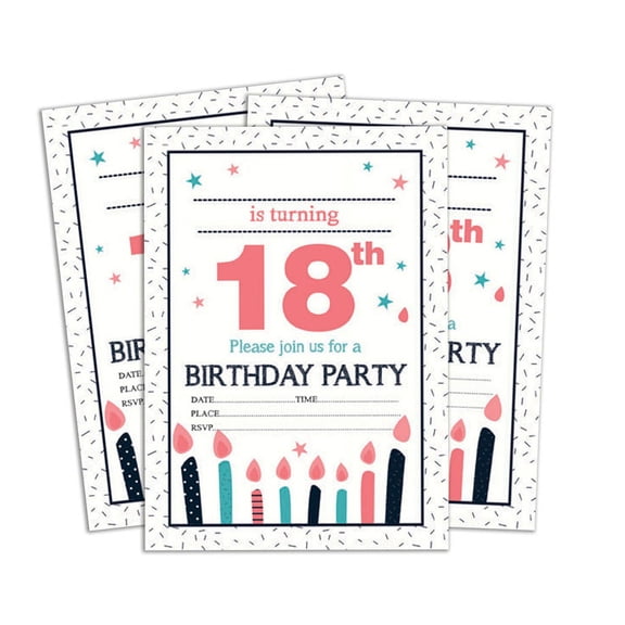 Darling Souvenir White Birthday Invitation Card 28 Pcs Fill or Write In Blank Invites Printable Party Supplies 5 x 7 Inches