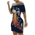 thumbnail image 2 of CEHVOM Robe d'Été pour Femme à Épaules Droites, Manches Courtes, Imprimé Floral, 2 of 6