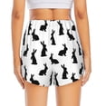 thumbnail image 2 of Lsque Black Rabbit Printed Women's Running Shorts with Liner Pockets,Elastic Quick Dry Workout Athletic Gym Yoga Shorts,Womens High Waist Shorts-Small, 2 of 9