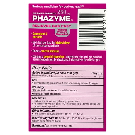 Phazyme Maximum Strength Softgel, 250mg, 12 Ct