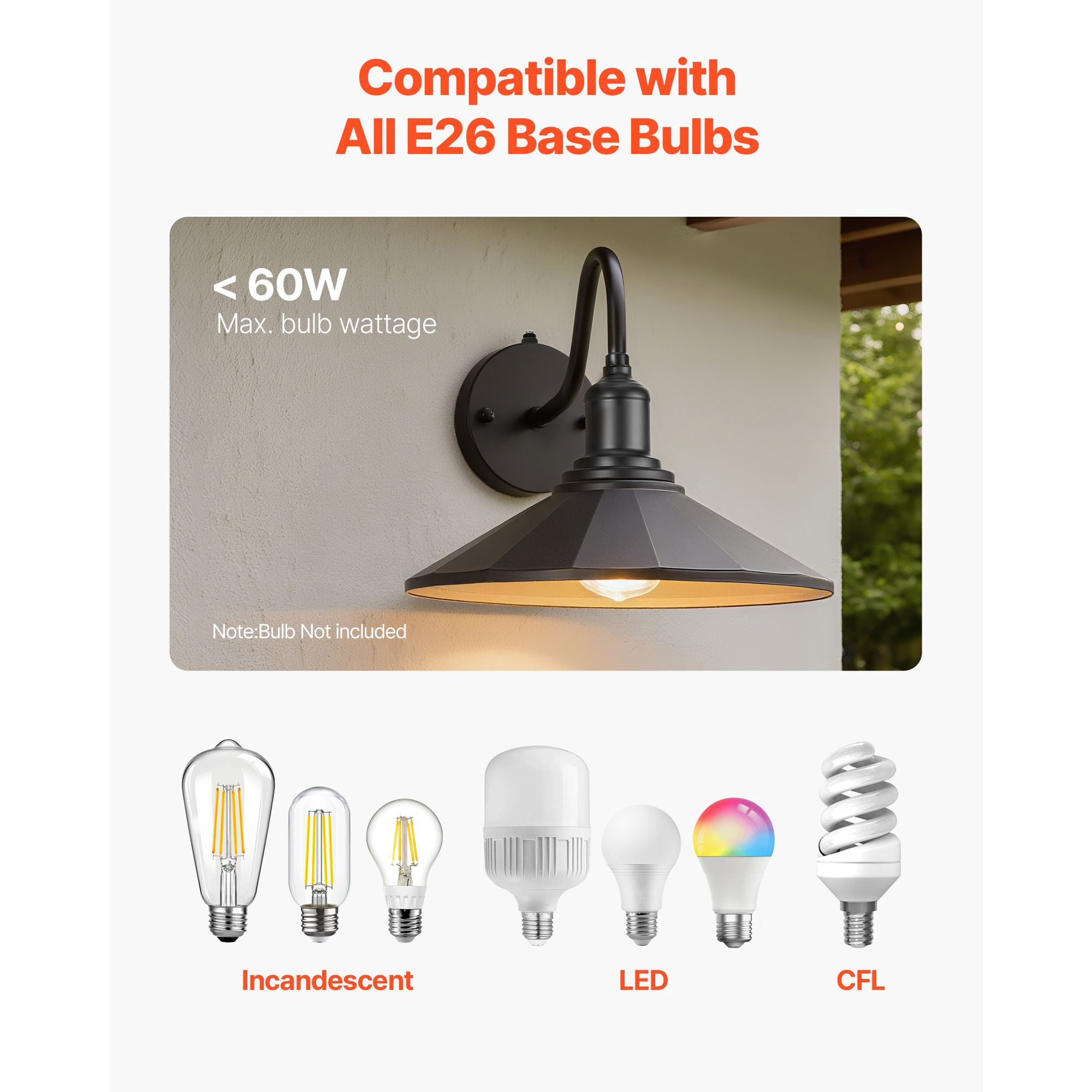 Outdoor Barn Light Dusk to Dawn Sensor Gooseneck Cast Iron IP54 Waterproof for Patio Porch Garage