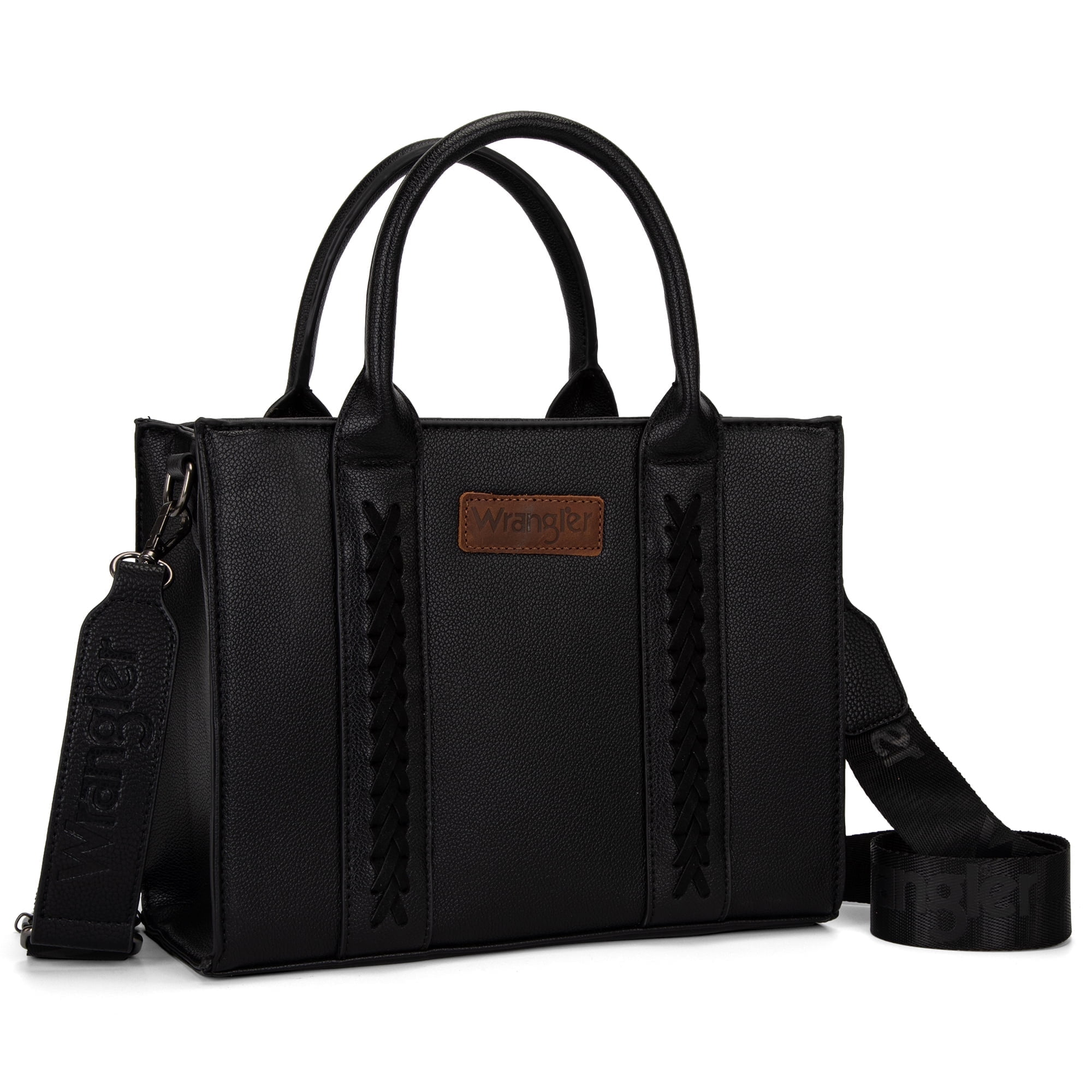 Wrangler Medium Tote Bag for Women Designer Satchel Handbags Top-handle Purses with Strap, Natural-Black