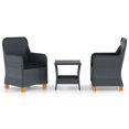 thumbnail image 1 of vidaXL 3 Piece Garden Lounge Set with Cushions Poly Rattan Dark Grey, 1 of 12