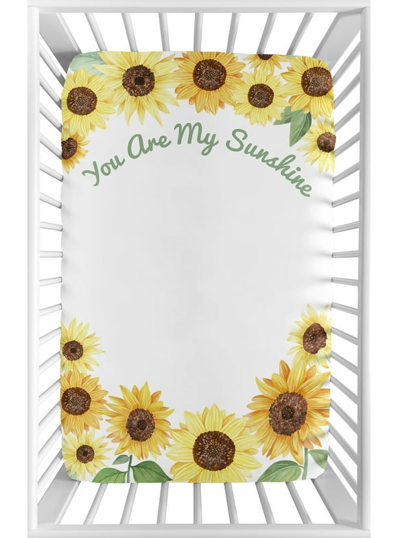 Yellow Sunflower Floral Photo Op Fitted Mini Crib Sheet by Sweet Jojo Designs