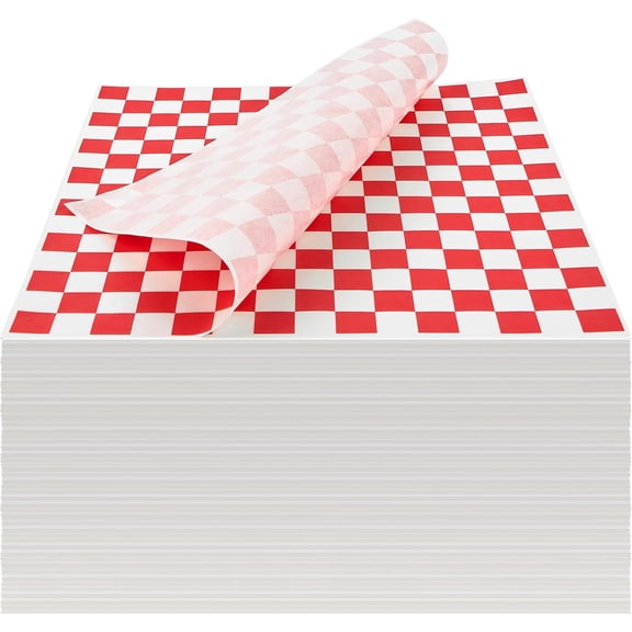500 Sheets Sandwich Wrapping Paper, 12 x 12 Inches Red and White Checkered Deli Paper Liners for Plastic Food Basket, Hamburger Hot dog Wrappers, BBQ, Picnic