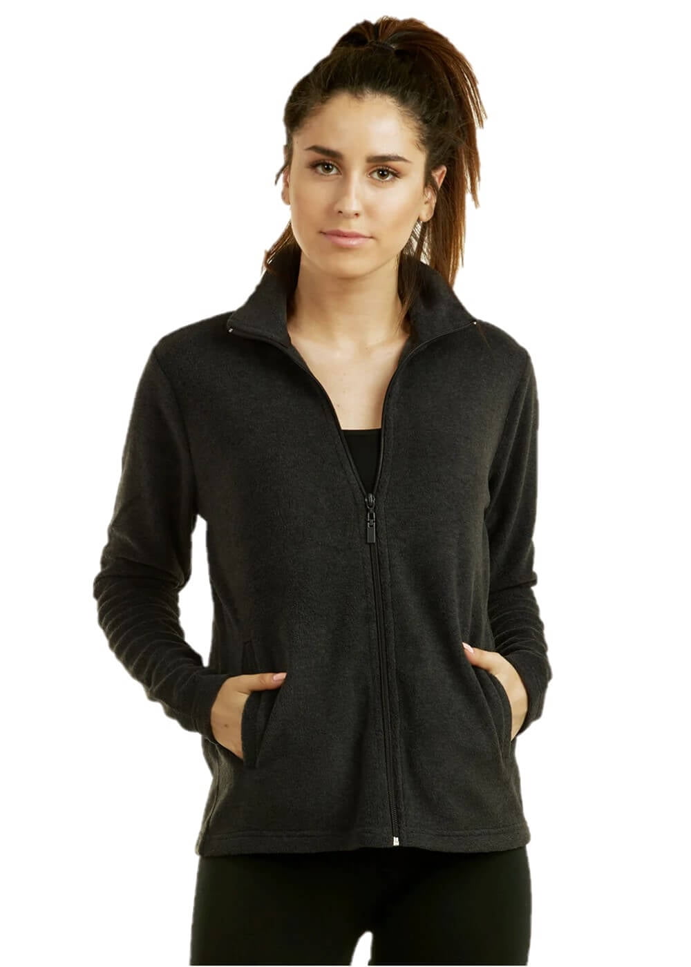 Women's FullZip Polar Fleece Jacket, Charcoal XL, 1 Count, 1 Pack