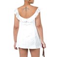thumbnail image 3 of xiaxaixu Robe d'Été Décontractée pour Femmes Couleur Unie Bandage Découpé Manches Volantes Robe de Soirée pour Boîte de Nuit Mode Urbaine, 3 of 8