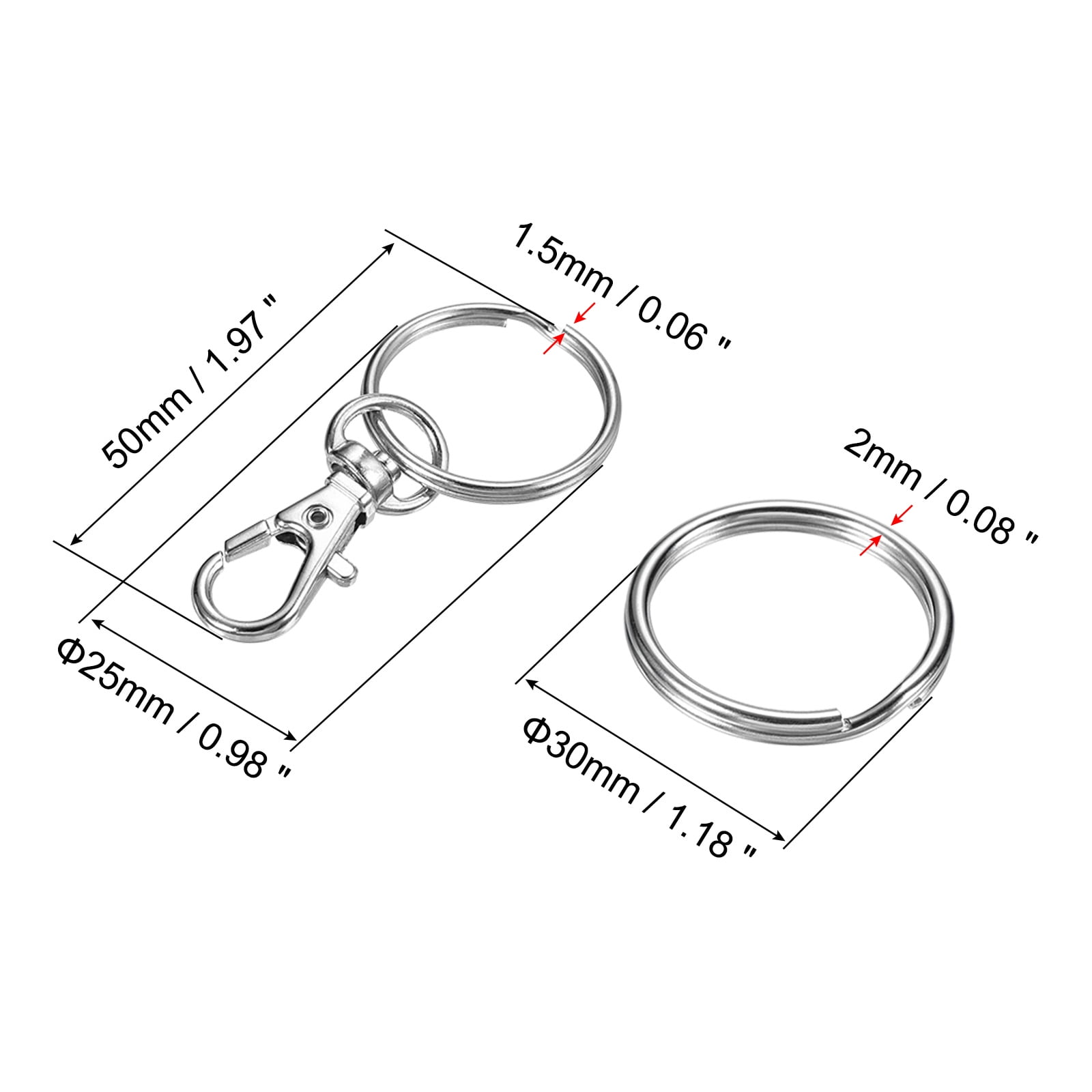 Unique Bargains Lanyard Cable Rope with Key Ring for Secure Silver Tone 1.5mmx100cm
