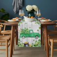 thumbnail image 2 of St. Patrick's Day Table Runner - 108 Inch Long, Kitchen Dining Table Runner Dresser Scarves, Green Truck Lucky Shamrocks Rustic Wooden Farmhouse Decor for Coffee Tables Wedding Party Banquet, 2 of 8