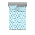 thumbnail image 2 of Modern Bedding Set with Sheet & Covers, Geometric Contemporary Shapes Triangle Line with Clear Sky and Cloudy Backdrop Image, Printed Bedroom Decor 2 Shams, 4 Sizes, Baby Blue, by Ambesonne, 2 of 3