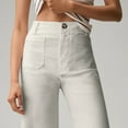 thumbnail image 6 of Mohiass Womens Stretch Twill Pants Casual High Waisted Wide Leg Cropped Pants Straight Leg Ankle Chino Pant with Patch Pockets White S, 6 of 9