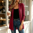 thumbnail image 5 of VISALY Women Open Front Cardigan 3/4 Sleeve Lightweight Mid Length Loose Fit Casual Shawl Cover Up Coat Solid Layering Outerwear Lightweight Open Front Cardigan Travel Beach Outfits Wine Xxl, 5 of 8
