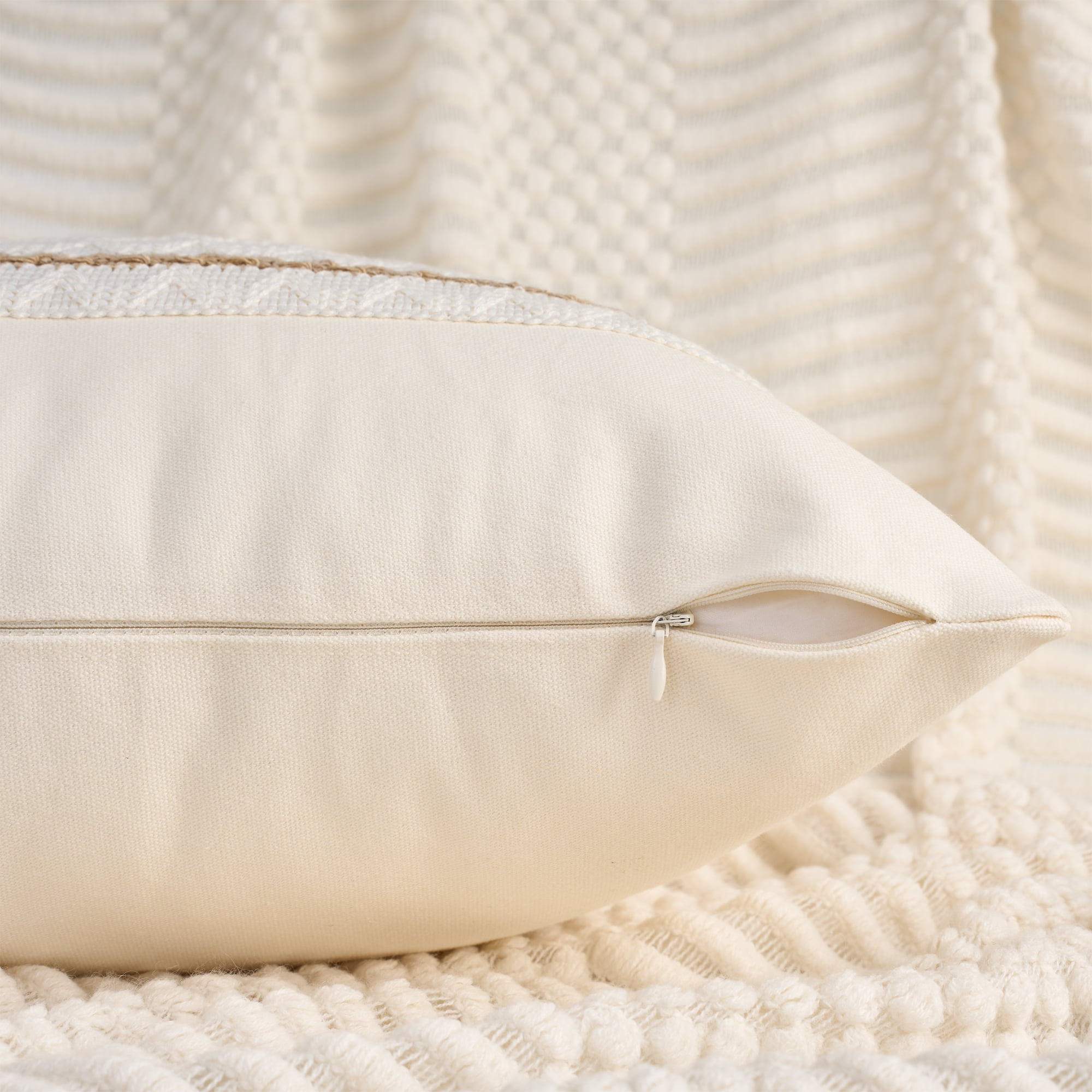 Unique Bargains Striped Throw Pillow Covers Pack of 2 Khaki 20" x 20"