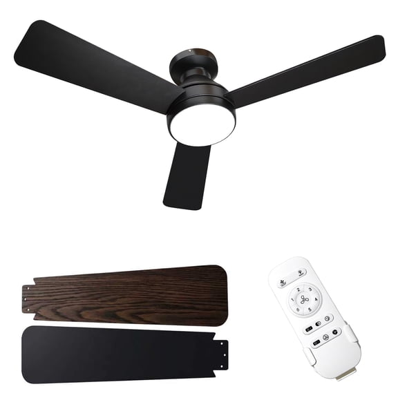 42 Inch Low Profile Ceiling Fan with Light and Remote Control,3CCT, 6 Speed Noiseless, Dimmable, Reversible for Living Room, Bedroom