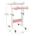 thumbnail image 4 of Mind Reader Standing Desk, Adjustable Height Laptop Workstation, Portable Rolling Desk on Wheels, Two-Tier Metal Frame, Pink, 4 of 9