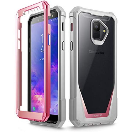 Poetic Guardian [Scratch Resistant Back] [Built-in-Screen Protector] Full-Body Rugged Clear Hybrid Bumper Case for Samsung Galaxy A6 (2018) (Do not fit Galaxy A6 Plus) - Pink