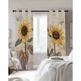 thumbnail image 3 of Sunflower Blackout Curtains, Light Blocking Print Window Curtains, Yellow Summer Botanical Farmhouse Flower Thermal Insulated Window Drapes for Living Room Kitchen Cafe 2 Panels, 104"W x 84"L, 3 of 9