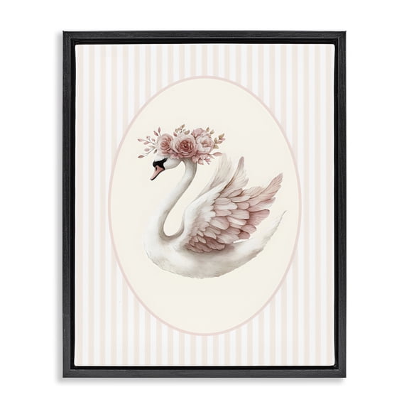Stupell Industries Cottage Nursery Ballerina Swan Striped Black Floating Frame Canvas Art, 17 x 21, by LSR Design Studio
