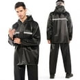 thumbnail image 5 of 2Pcs/Set Raincoat Pants Set Hoodie Buttons Outdoor Working Rainproof Oxford Cloth Rainwear Set with Reflective Strip (black,2XL), 5 of 7