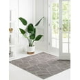 thumbnail image 4 of Unique Loom 3151526 4 x 4 ft. Geometric Trellis Frieze Square Rug, Light Gray, 4 of 15