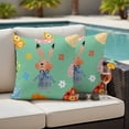 thumbnail image 5 of Easter Bunny Pillow Covers 2 Pack Hand Painted Cute Rabbit Colorful Easter Eggs Floral Green Pillowcase Waterproof Outdoor Throw Pillow Cover for Patio Garden Square Cushion 18”x18”, 5 of 9