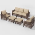 thumbnail image 4 of UDPATIO 5-Piece Outdoor Patio Furniture Set, Outdoor Conversation Set，Wicker Rattan Sofa Set with Ottoman, Garden Conversation Seating Set for Backyard,Brown Wicker Furniture with Khaki Cushions, 4 of 8