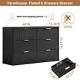 thumbnail image 2 of LELELINKY Fluted Dresser for Bedroom, Modern Wooden 6 Drawer Dresser, Storage Cabinet Chest of Drawers for Living Room Hallway, Black, 2 of 8