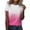 Pink, variant on Women's Summer Tops Gradient Print O Neck Short Sleeve Casual Loose Fit Tee XL