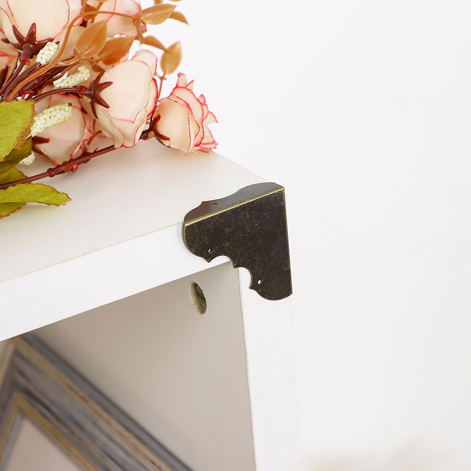 Home Box Corners Protectors Vintage Bronze Tone Triangle Frame Box Furniture Protectors 16pcs