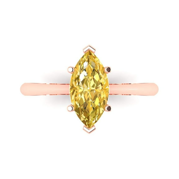 Solitaire Engagement Ring for Women - 1.5ct Natural Citrine in 18K Rose Gold Promise Ring