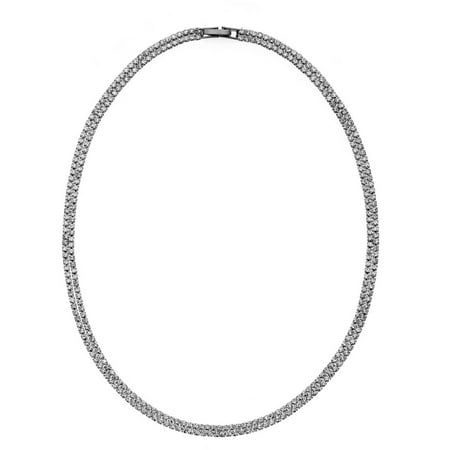 X & O Handset Austrian Crystal Black Rhodium-Plated Double-Row Necklace
