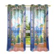 thumbnail image 6 of Yayeee Window Curtains Light Filtering 63"x42" Grommet Panel Pair Home Living Room Decor, Blue Window, 6 of 7