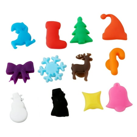 

Gregiular 12 Christmas Glass Charms for Xmas Party Bar in Assorted Colors