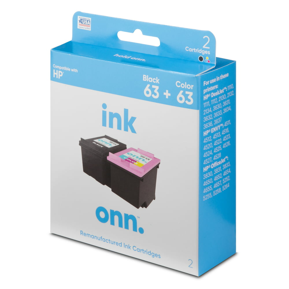onn. Remanufactured HP 63 Black and 63 TriColor Ink