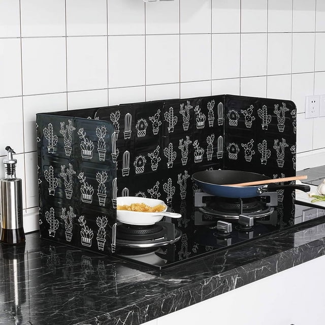 Protector contra salpicaduras de cocina negro, protector de pantalla contra salpicaduras para estufa, sartén, cacerola de aceite, papel de aluminio, Pro