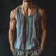 thumbnail image 1 of Camiseta sin mangas con cuello redondo para hombre, blusa deportiva informal con cuello redondo y estampado para hombre, 1 of 3