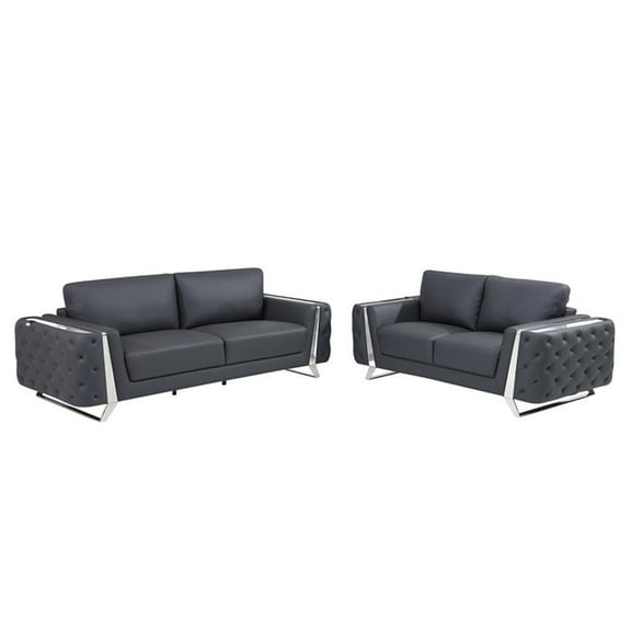 Titan Furnishings Modern Genuine Italian Leather Upholstered Sofa and Loveseat