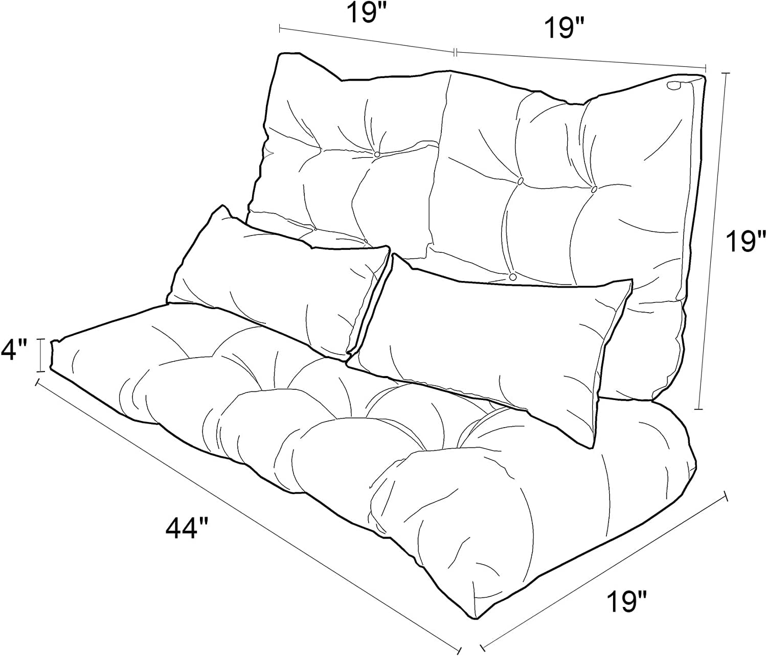 Outdoor Cushions Loveseat All Weather Chair Cushions Bench Cushions Set of 5 Wicker Tufted Pillow for Patio Furniture